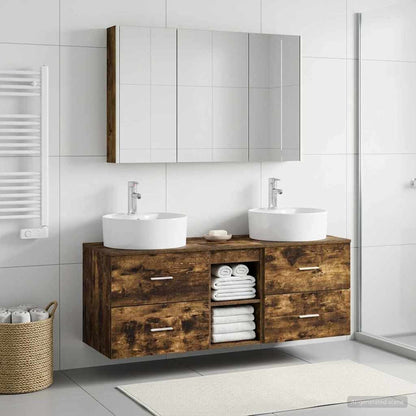 Bathroom Furniture Set 4 pcs Smoked Oak
