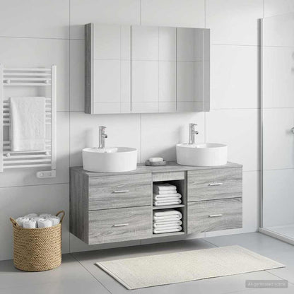 Bathroom Furniture Set 4 pcs Grey Sonoma