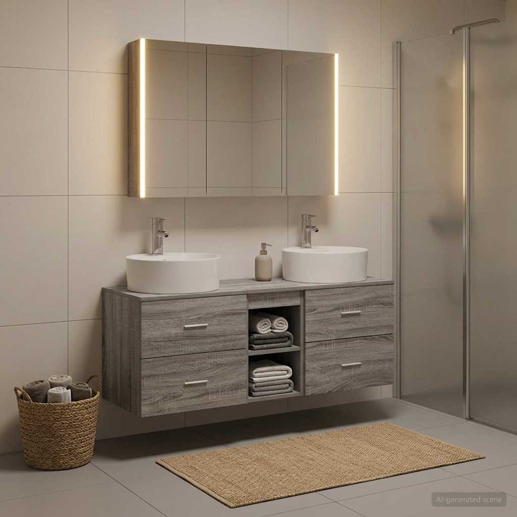 Bathroom Furniture Set 4 pcs Grey Sonoma