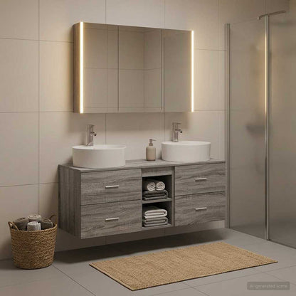 Bathroom Furniture Set 4 pcs Grey Sonoma
