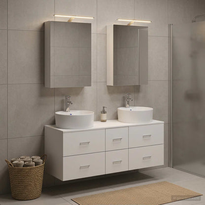 Bathroom Furniture Set 5 pcs White Engineered Wood and Glass