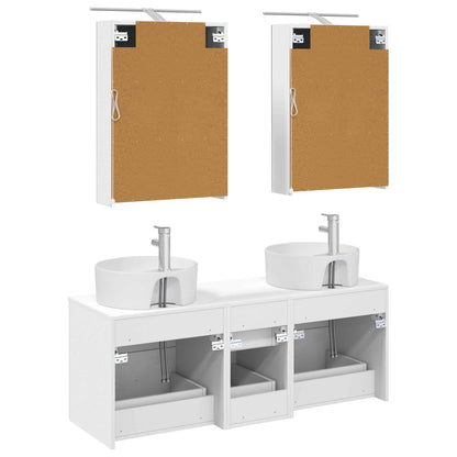 Bathroom Furniture Set 5 pcs White Engineered Wood and Glass