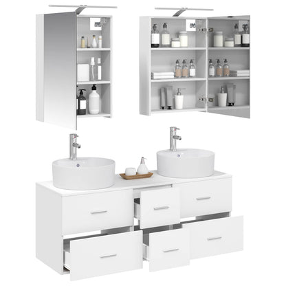 Bathroom Furniture Set 5 pcs White Engineered Wood and Glass