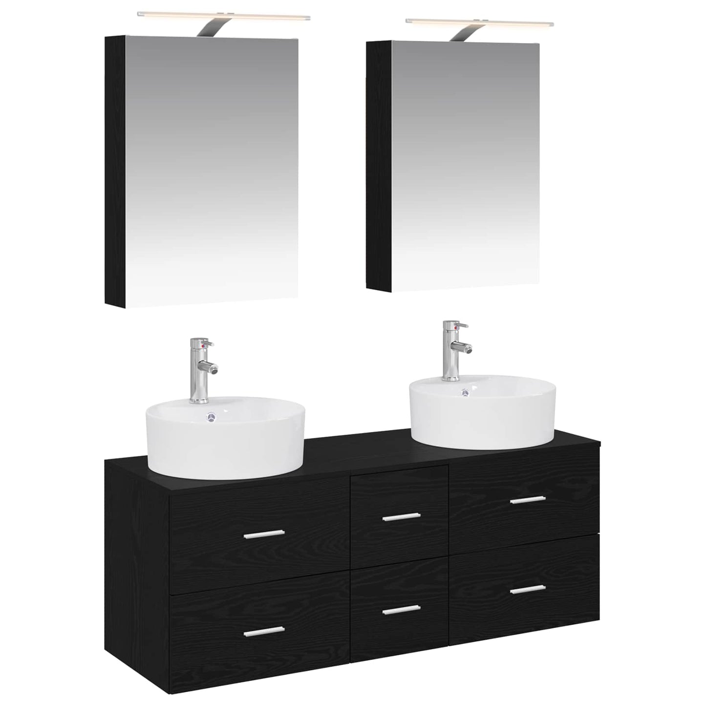 Bathroom Furniture Set 5 pcs Black Oak