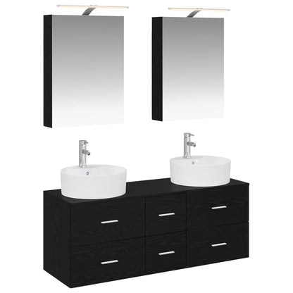 Bathroom Furniture Set 5 pcs Black Oak