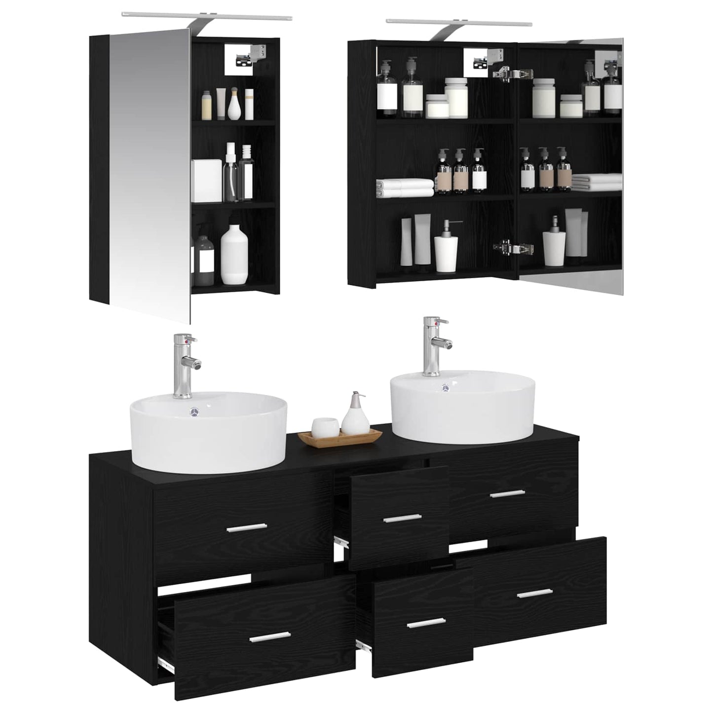 Bathroom Furniture Set 5 pcs Black Oak
