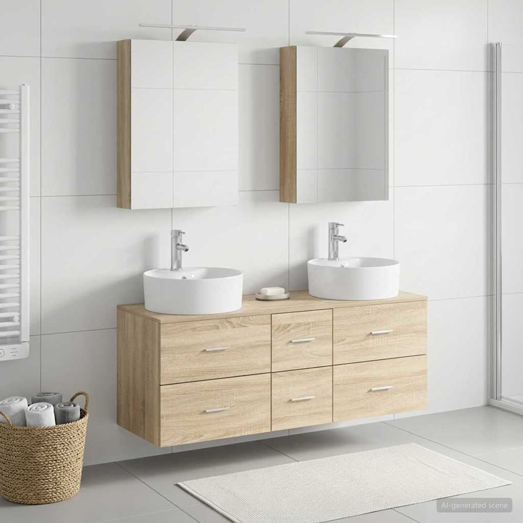 Bathroom Furniture Set 5 pcs Sonoma Oak