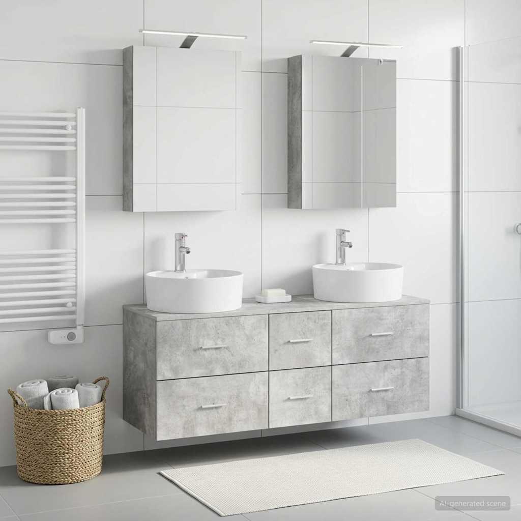 Bathroom Furniture Set 5 pcs Concrete Grey