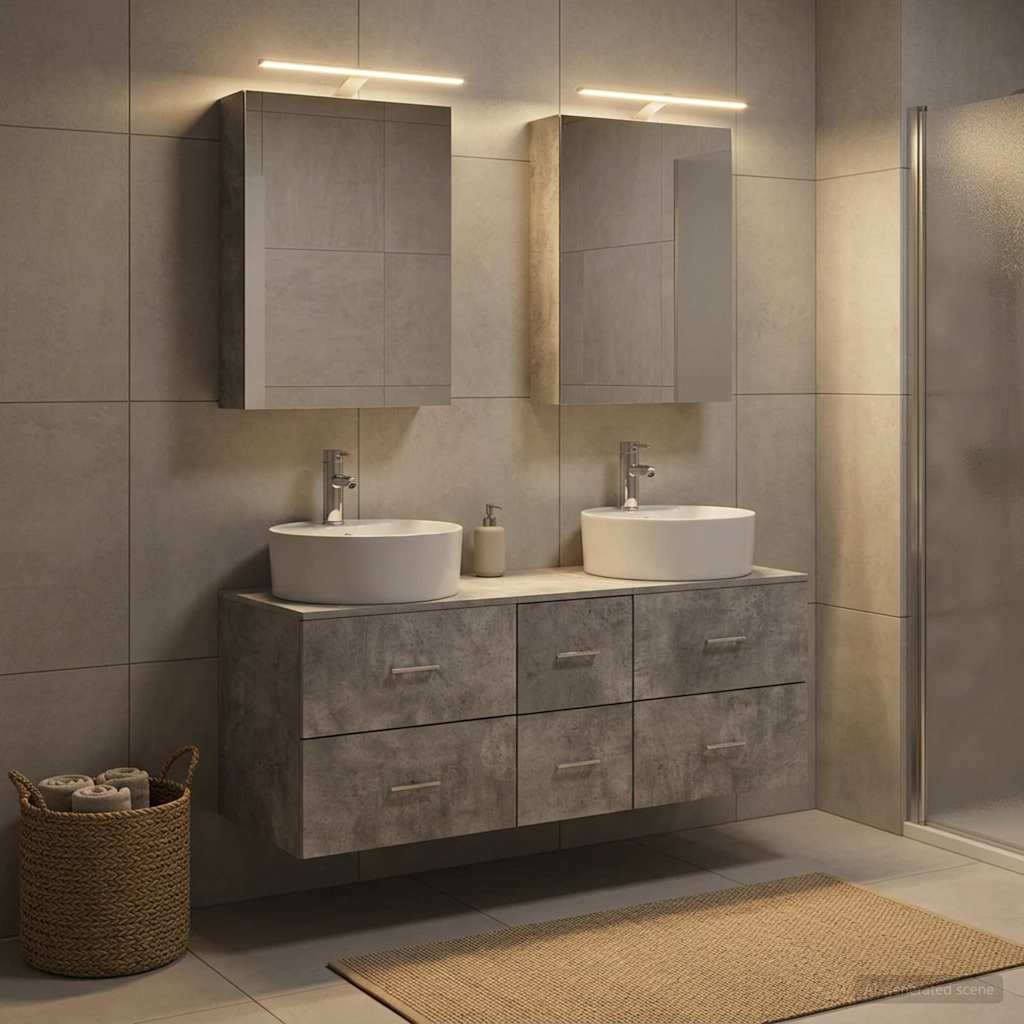 Bathroom Furniture Set 5 pcs Concrete Grey