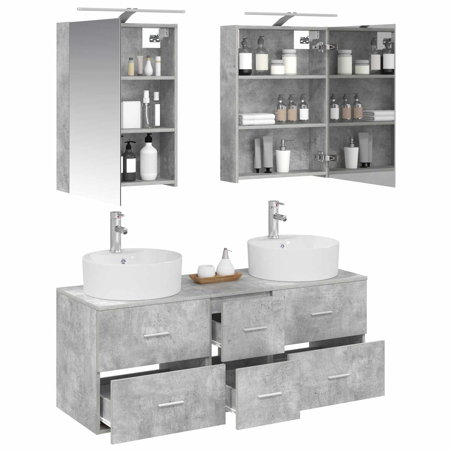 Bathroom Furniture Set 5 pcs Concrete Grey