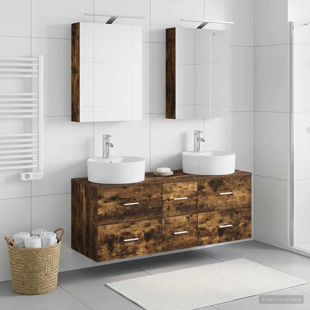 Bathroom Furniture Set 5 pcs Smoked Oak