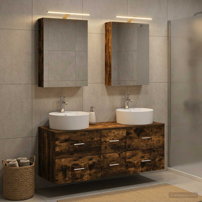 Bathroom Furniture Set 5 pcs Smoked Oak