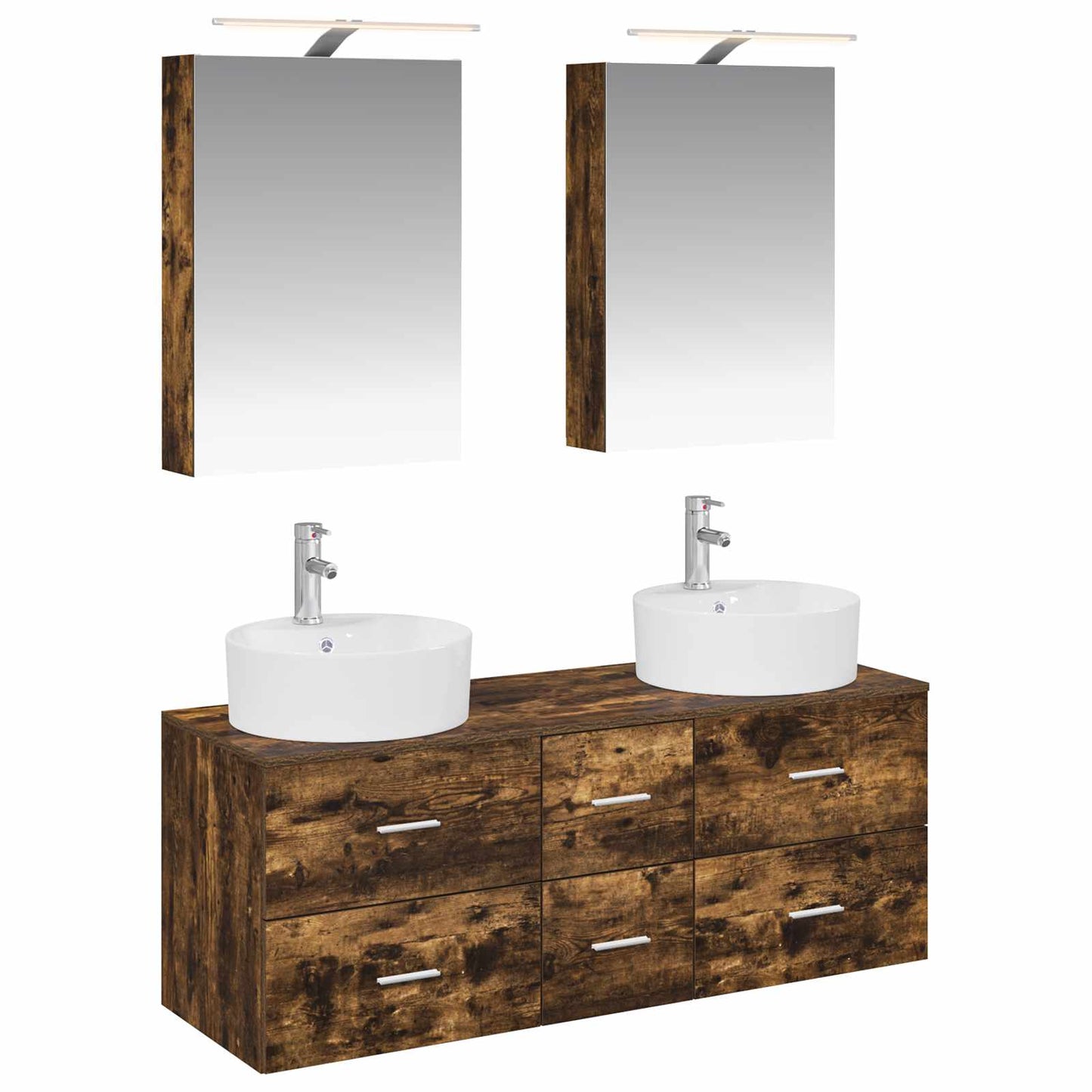 Bathroom Furniture Set 5 pcs Smoked Oak