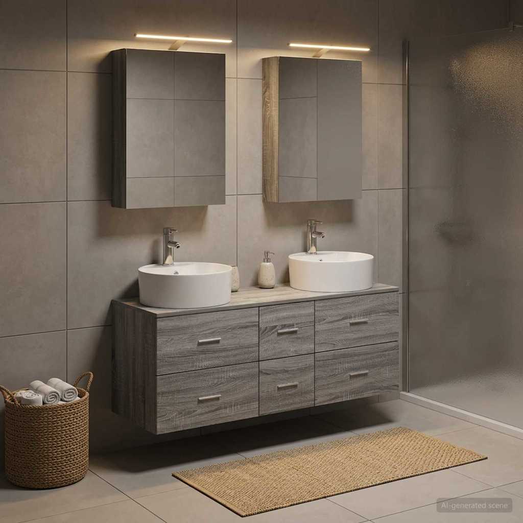 Bathroom Furniture Set 5 pcs Grey Sonoma