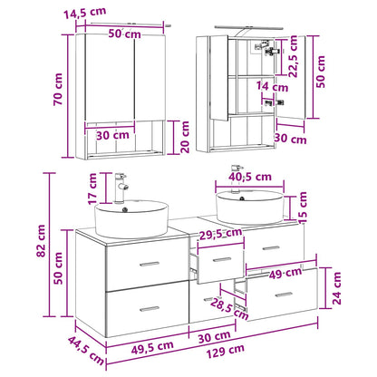 Bathroom Furniture Set 5 pcs Black Oak