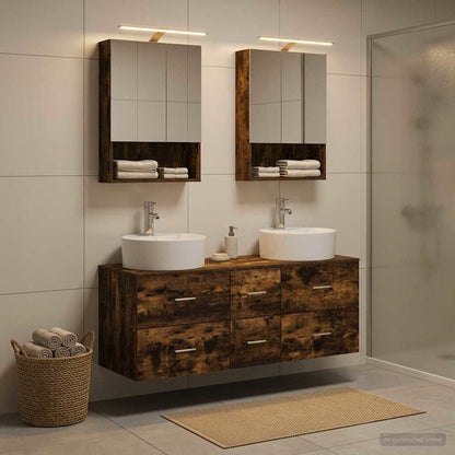 Bathroom Furniture Set 5 pcs Smoked Oak