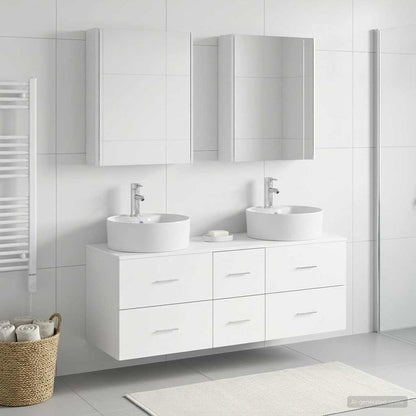 Bathroom Furniture Set 5 pcs White Engineered Wood and Glass