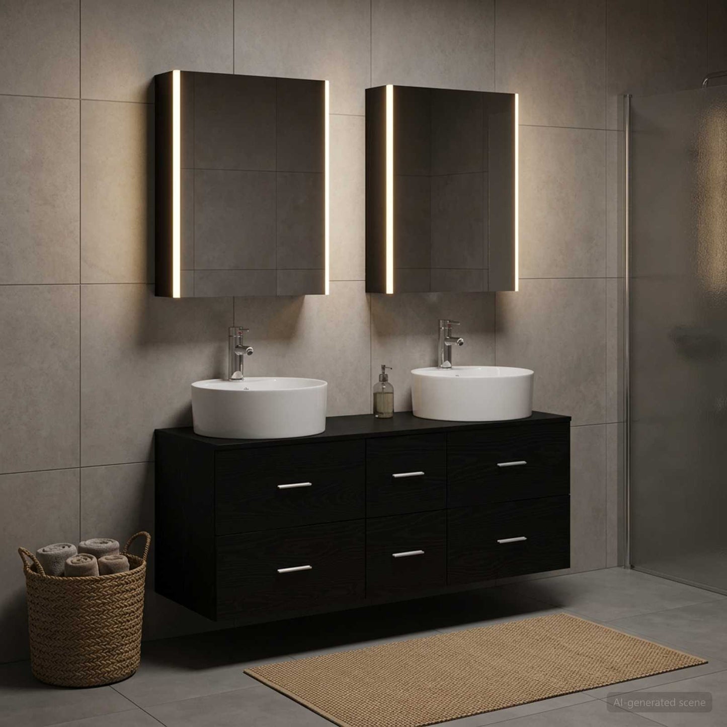 Bathroom Furniture Set 5 pcs Black Oak