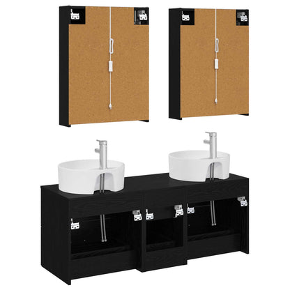 Bathroom Furniture Set 5 pcs Black Oak
