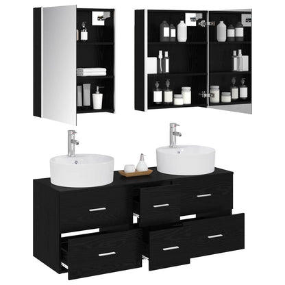 Bathroom Furniture Set 5 pcs Black Oak