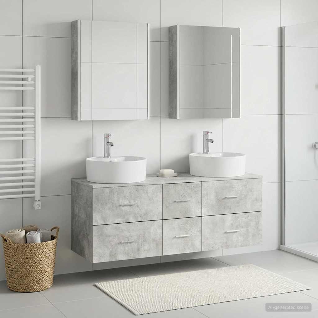 Bathroom Furniture Set 5 pcs Concrete Grey