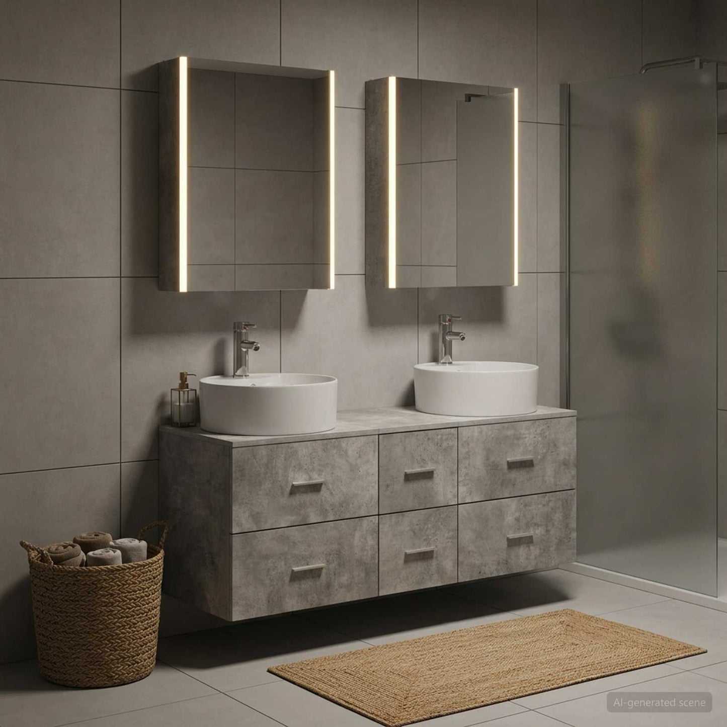 Bathroom Furniture Set 5 pcs Concrete Grey