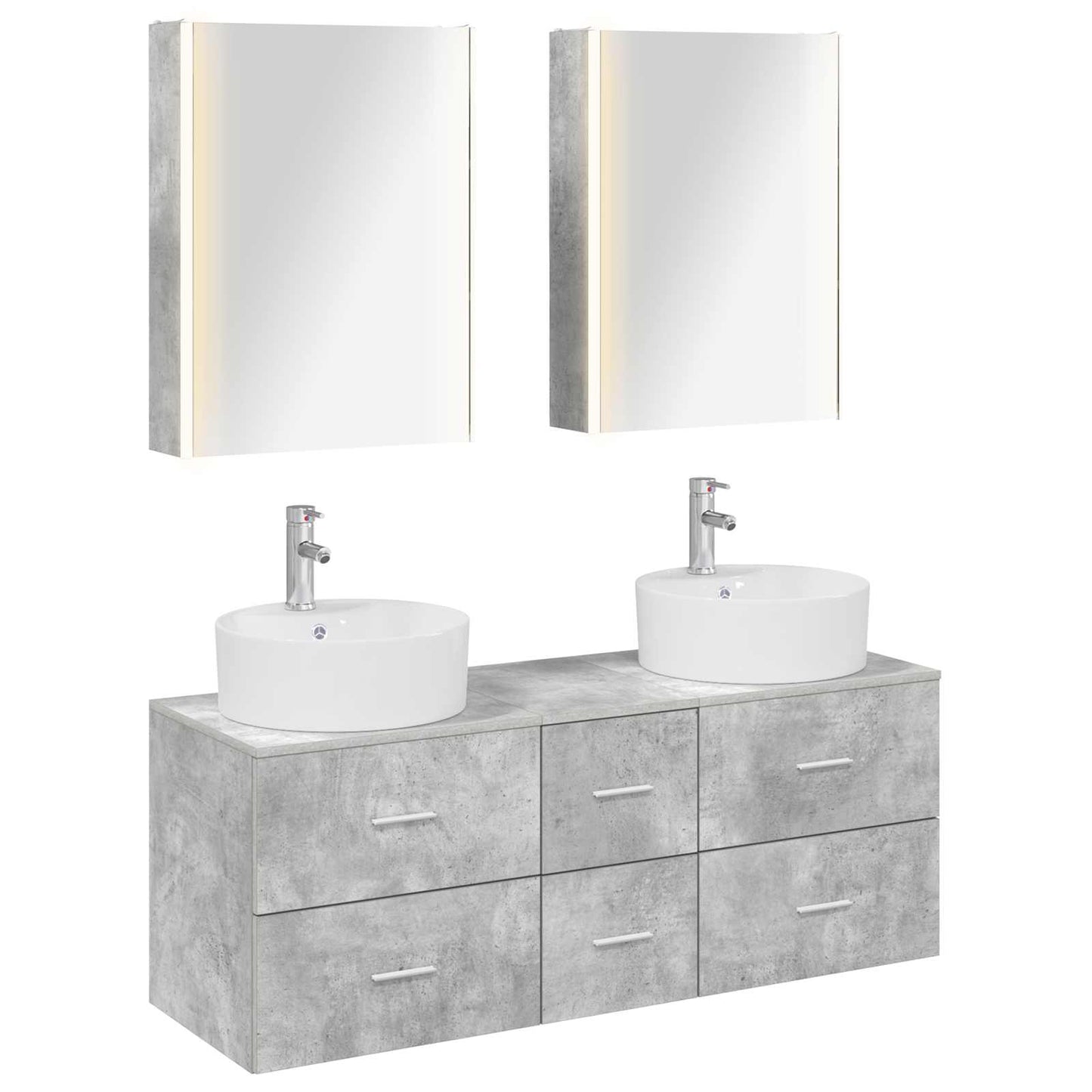 Bathroom Furniture Set 5 pcs Concrete Grey