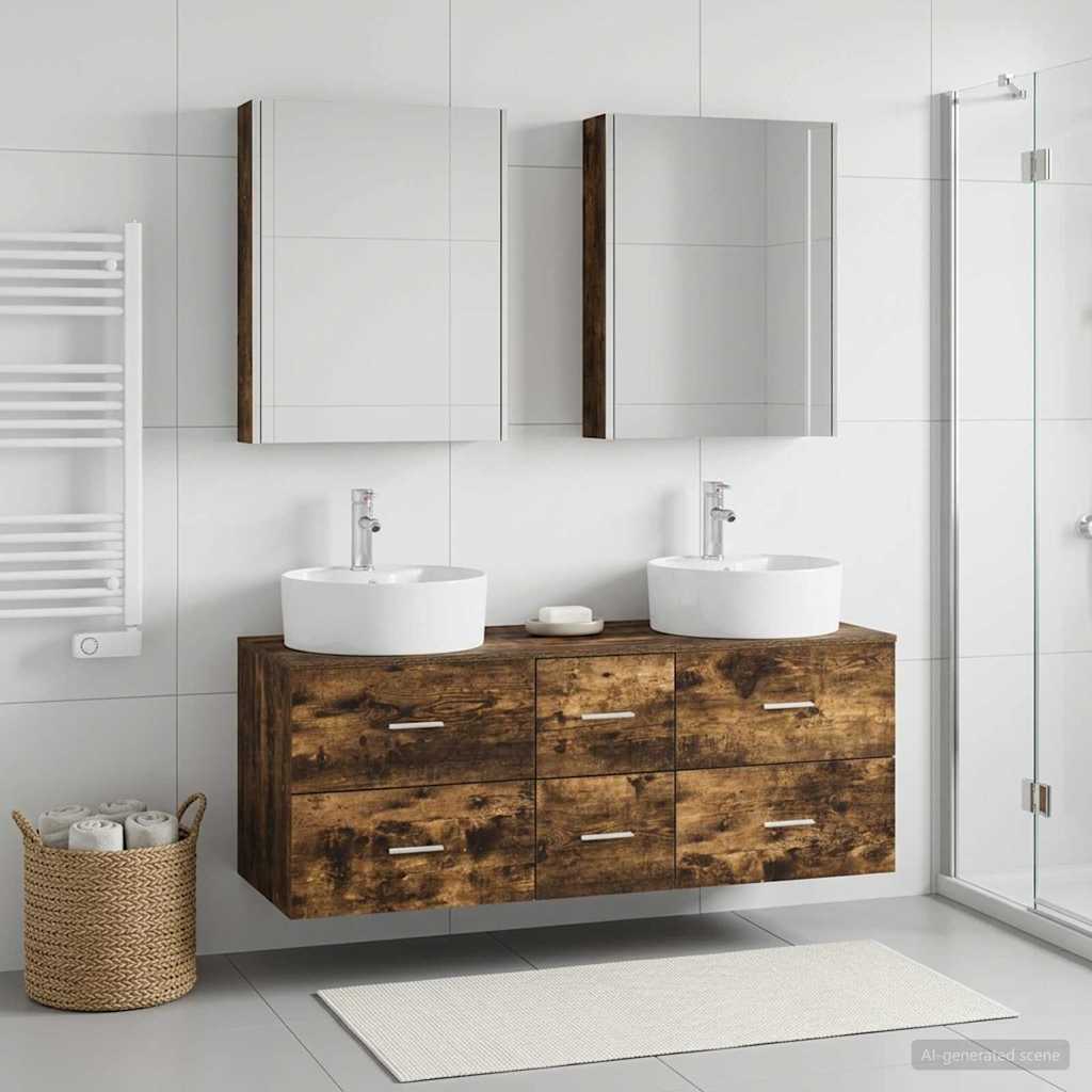 Bathroom Furniture Set 5 pcs Smoked Oak