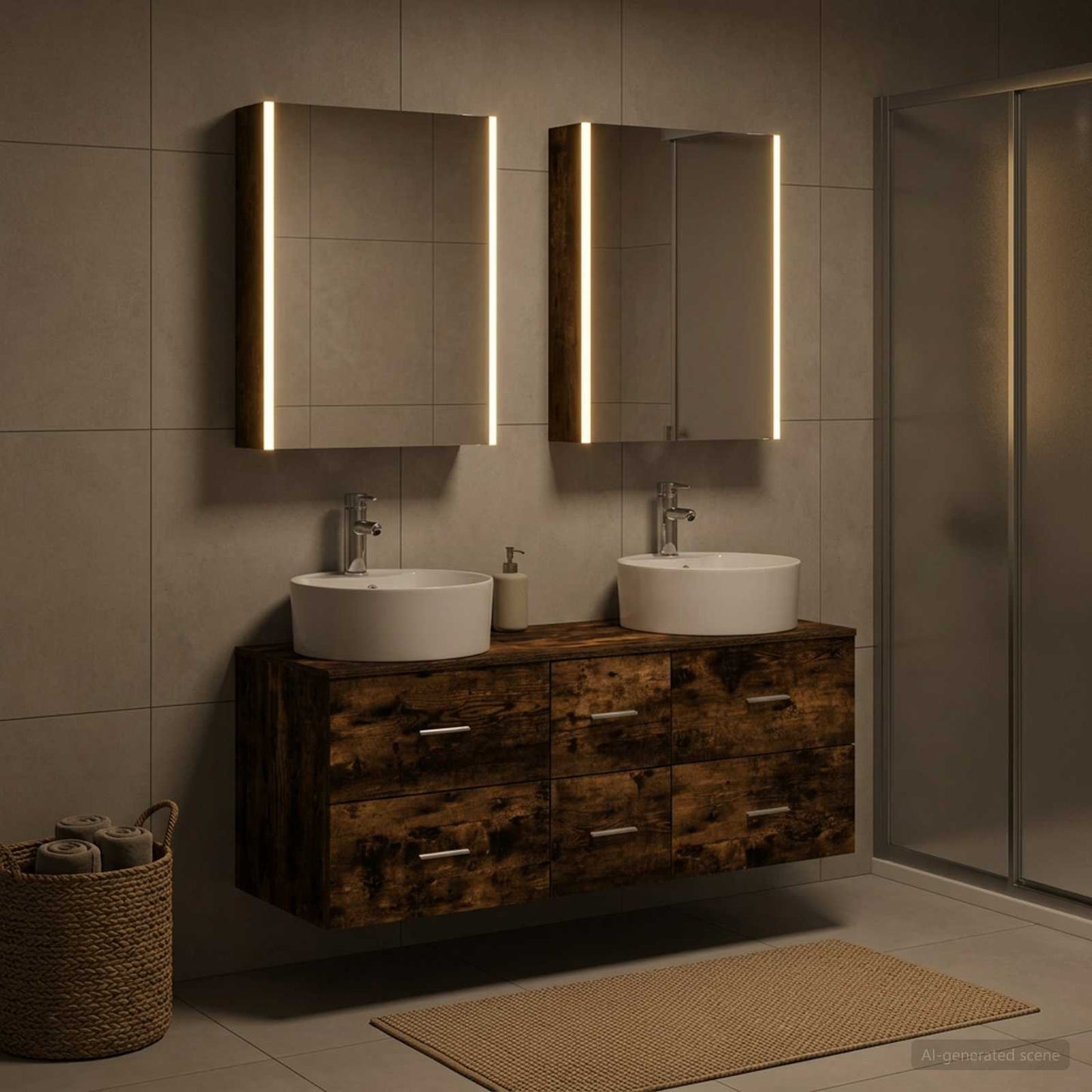 Bathroom Furniture Set 5 pcs Smoked Oak