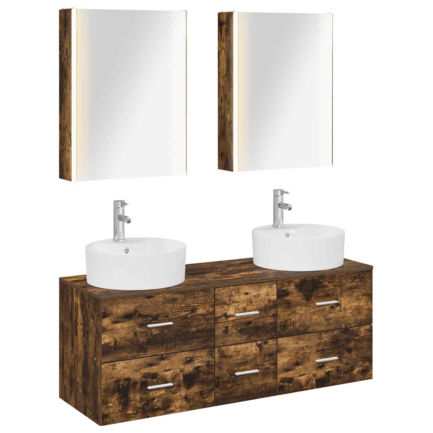 Bathroom Furniture Set 5 pcs Smoked Oak