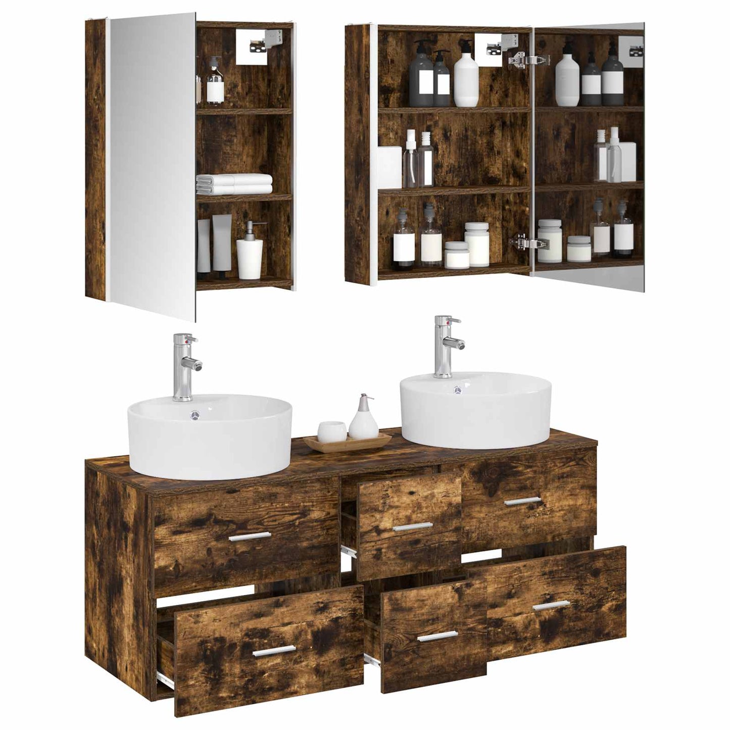 Bathroom Furniture Set 5 pcs Smoked Oak