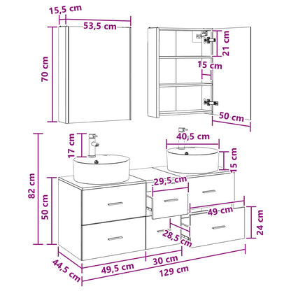 Bathroom Furniture Set 5 pcs Smoked Oak