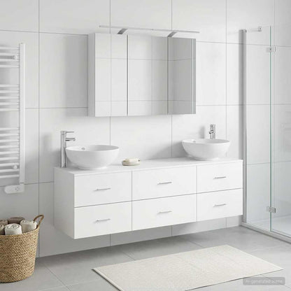 Bathroom Furniture Set 4 pcs White Engineered Wood and Glass