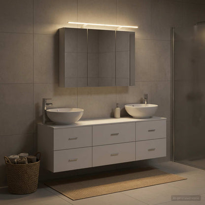 Bathroom Furniture Set 4 pcs White Engineered Wood and Glass