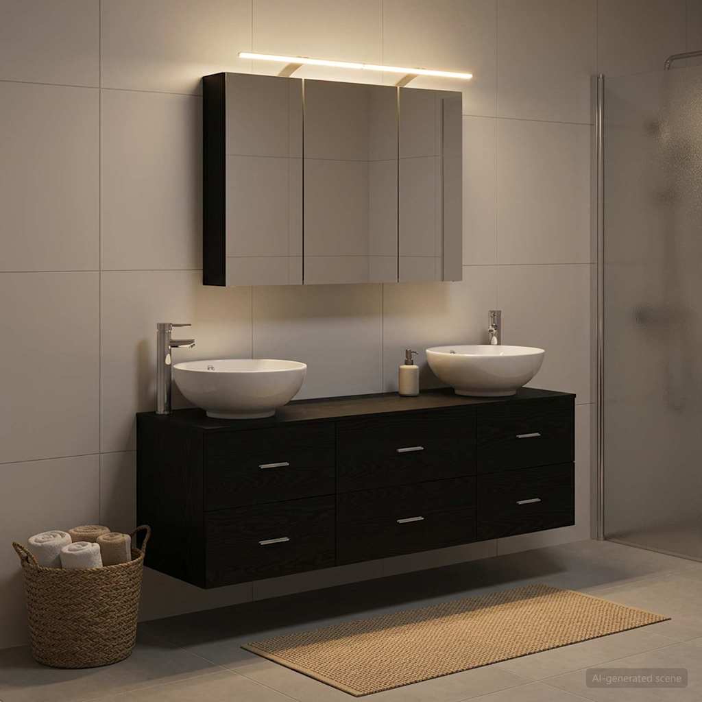 Bathroom Furniture Set 4 pcs Black Oak