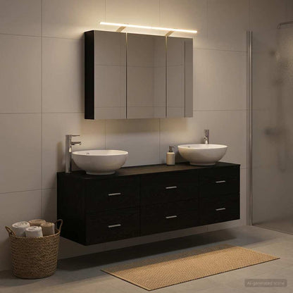 Bathroom Furniture Set 4 pcs Black Oak