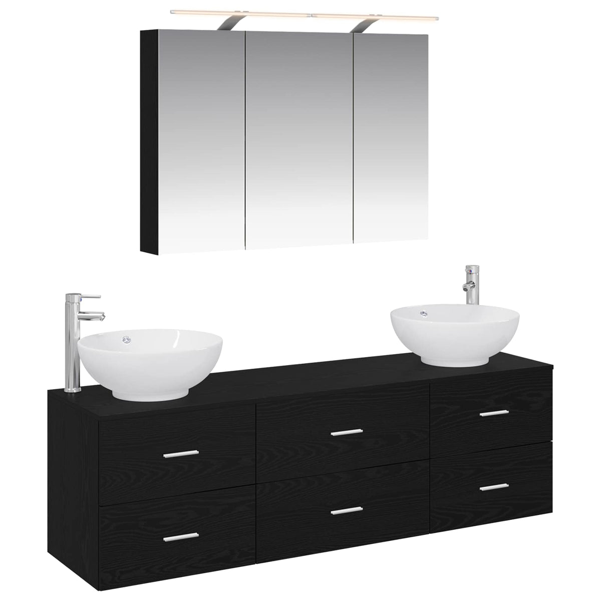 Bathroom Furniture Set 4 pcs Black Oak