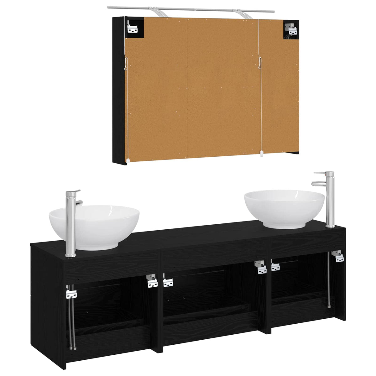 Bathroom Furniture Set 4 pcs Black Oak