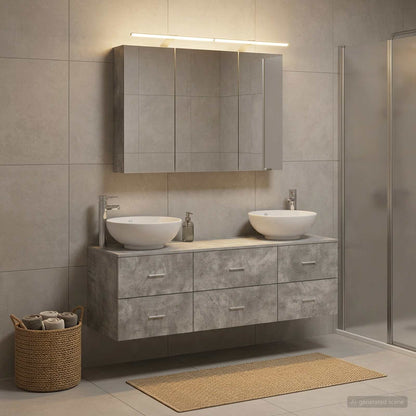 Bathroom Furniture Set 4 pcs Concrete Grey