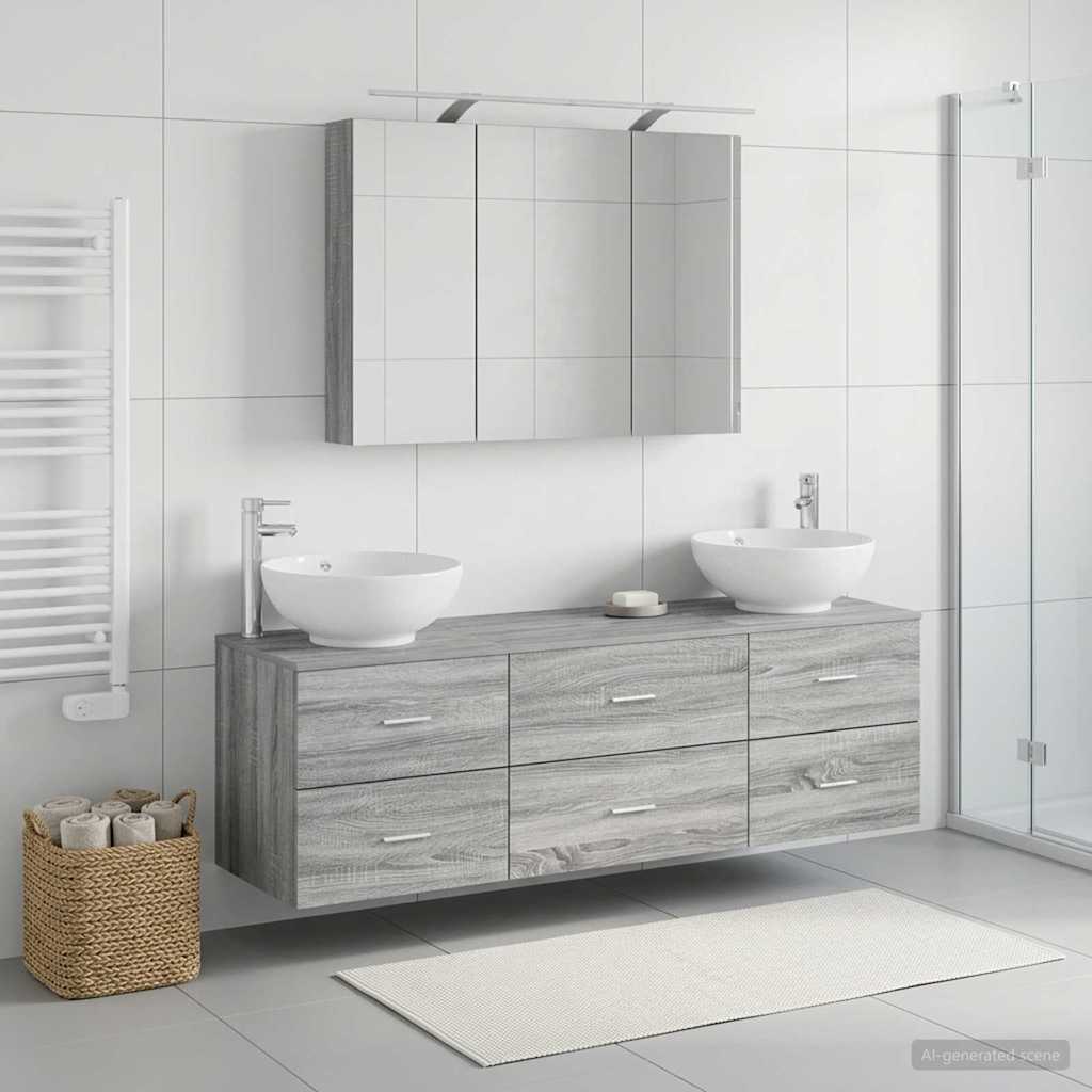 Bathroom Furniture Set 4 pcs Grey Sonoma