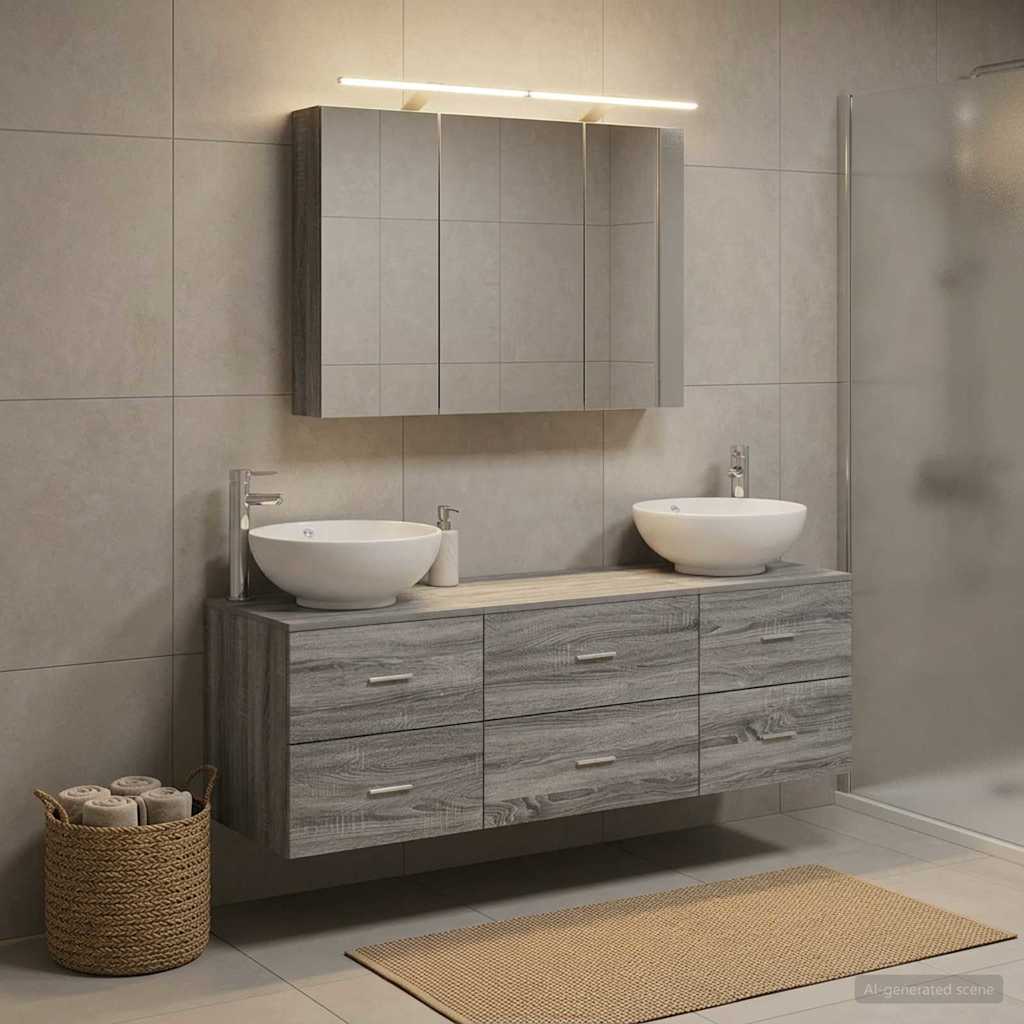Bathroom Furniture Set 4 pcs Grey Sonoma