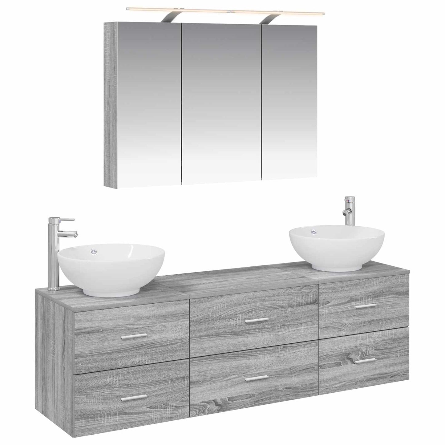 Bathroom Furniture Set 4 pcs Grey Sonoma