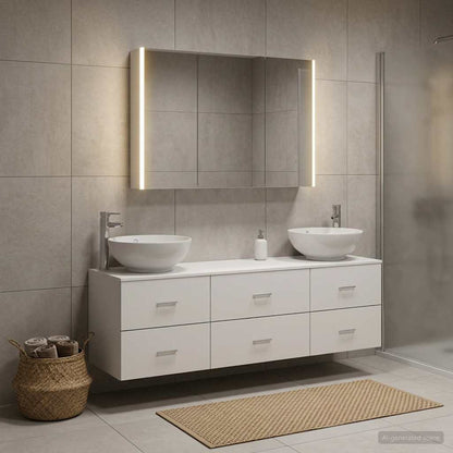 Bathroom Furniture Set 4 pcs White Engineered Wood and Glass
