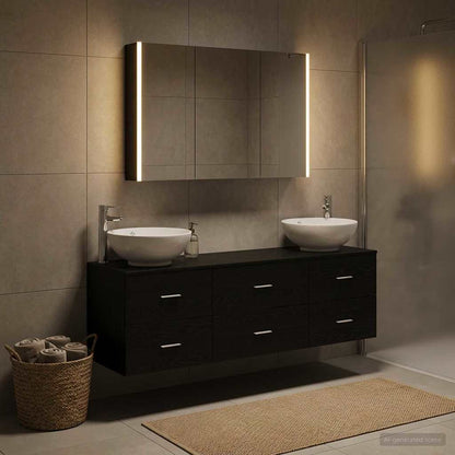 Bathroom Furniture Set 4 pcs Black Oak