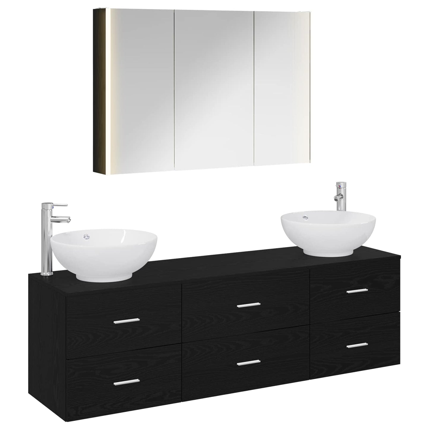 Bathroom Furniture Set 4 pcs Black Oak