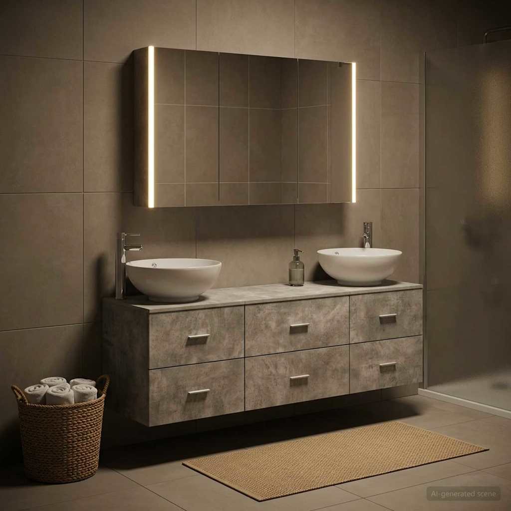 Bathroom Furniture Set 4 pcs Concrete Grey
