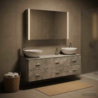 Bathroom Furniture Set 4 pcs Concrete Grey