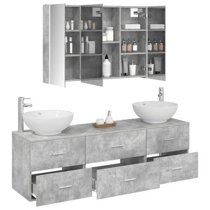 Bathroom Furniture Set 4 pcs Concrete Grey