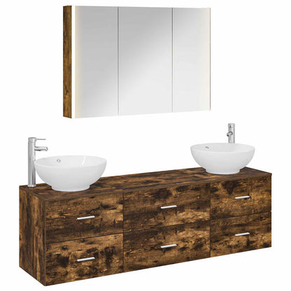 Bathroom Furniture Set 4 pcs Smoked Oak