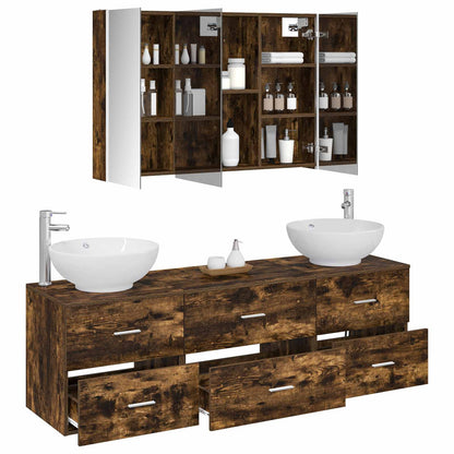Bathroom Furniture Set 4 pcs Smoked Oak